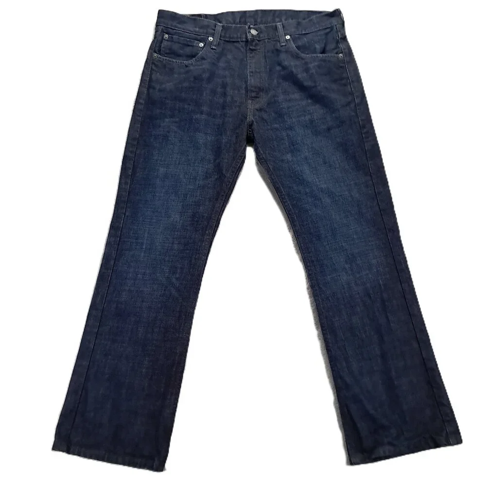 Levis 527 Jeans Men 36x30 Boot Cut Whiskers 100% Cotton Dark Blue Denim Western